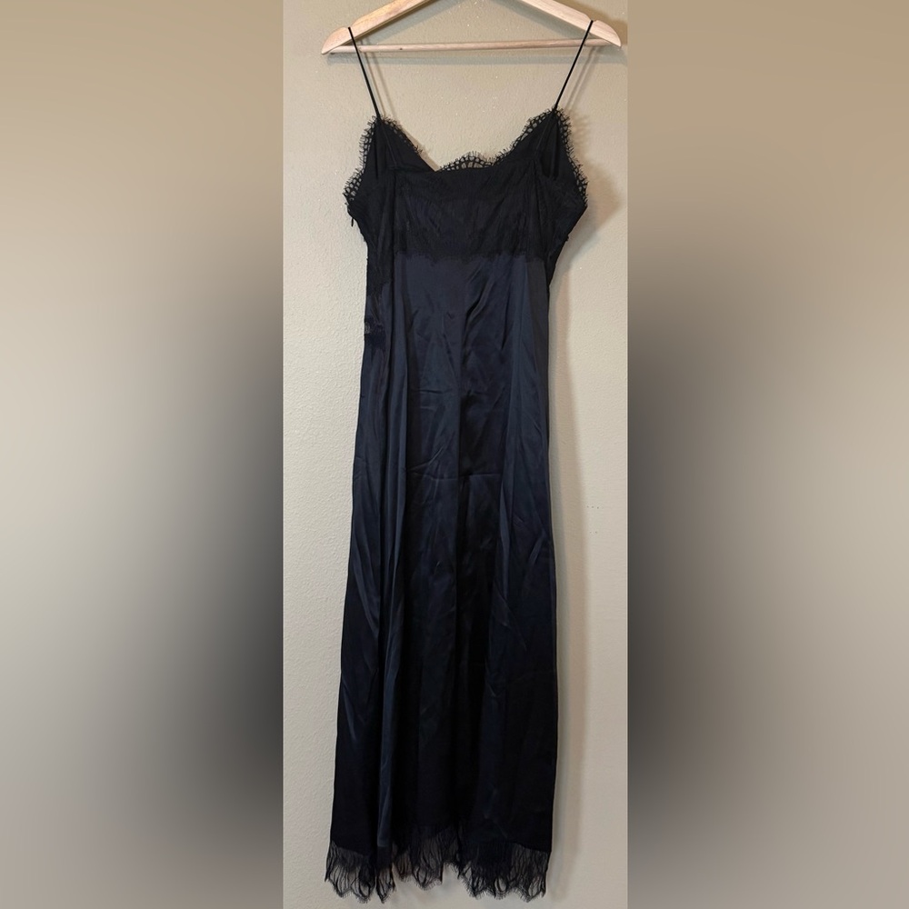 THE KOOPLES Black Lace Silk Midi Slip Dress NWT Size 4 (US XL) - Picture 4 of 8